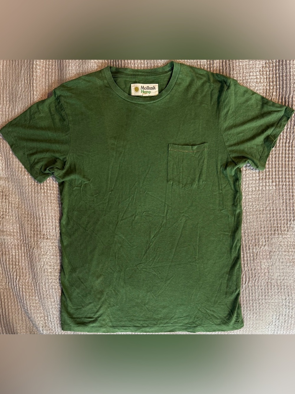 Mollusk Surf Shop Hemp Pocket Tee Large True Green 55% Hemp Shirt